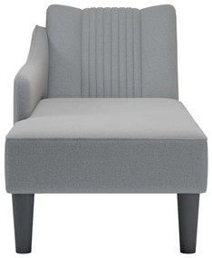 Chaise lounge com apoio de braço direito em tecido cinza claro