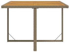 Mesa de jardim 109x107x74 cm vime PE e acácia maciça bege