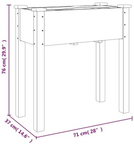 Vaso/floreira c/ forro 71x37x76 cm abeto maciço castanho