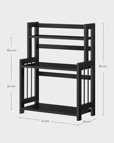 Suporte para especiarias com 3 níveis para bancada de cozinha 18 x 41 x 53 cm preto