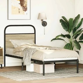 vidaXL Cabeceira de cama 75 cm derivados madeira/aço carvalho sonoma