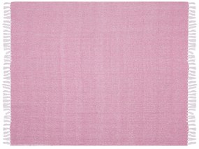 Manta decorativa em algodão rosa 130 x 160 cm TANGIER Beliani