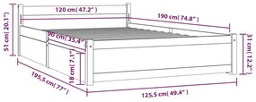 Estrutura de cama c/ gavetas 120x190 cm pequena casal