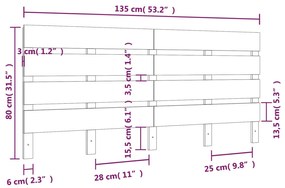 Cabeceira de cama 135x3x80 cm pinho maciço