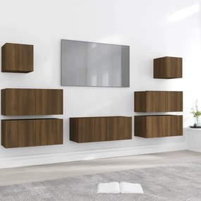 vidaXL Conjunto móveis de TV 7pcs madeira processada carvalho castanho