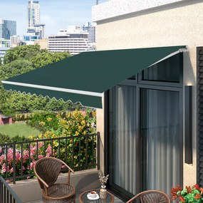 Toldo retrátil 3 x 2,5 m em alumínio com manivela e poliéster impermeável para exterior Verde