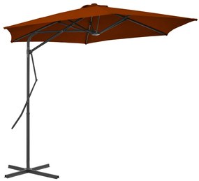 Guarda-sol de jardim com poste de aço 300x230 cm terracota