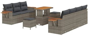 Conjunto de Sofás de Jardim de 10 Peças com Almofadas Rattan Polipropi