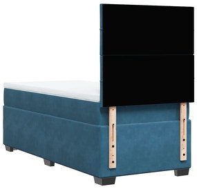 Cama boxspring com colchão 90x200 cm veludo azul