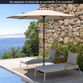 Guarda-sol jardim de 270 cm com 8 varas robustas, toldo ventilado resistente com inclinação por botão Castanho