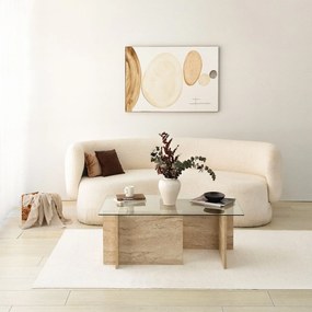 Mesa de Centro em Vidro e Travertino – New Escape – 105x65x40 cm