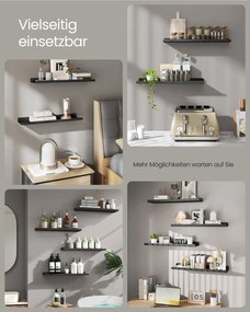 Conjunto 2 Prateleiras de parede em metal 10 x 40 x 2,5 cm Molduras pretas