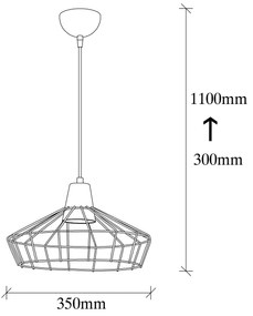 Candeeiro Suspenso Wire – Preto – 35 x 35 cm