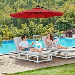 Guarda-sol com 3 m de diâmetro, iluminação solar LED e manivela