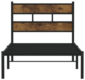 Estrutura de cama sem colchão 90x200 cm metal carvalho fumado
