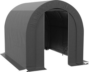 Outsunny Abrigo de jardim tenda de armazenamento exterior abrigo para bicicleta garagem para bicicleta lona em PE metal 2,4 x 1,8 x 1,9 m cinza escuro | Aosom Portugal