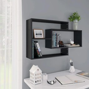 vidaXL Prateleiras de parede 104x20x58,5cm derivados de madeira preto