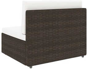 5 pcs conjunto lounge p/ jardim c/ almofadões vime PE castanho