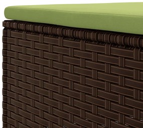 7 pcs conjunto lounge de jardim c/ almofadões vime PE castanho