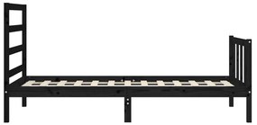 Estrutura de cama com cabeceira 100x200 cm madeira maciça preto