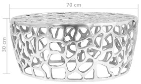 Mesa de centro em alumínio fundido 70x30 cm prateado