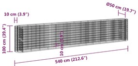 Canteiro elevado/cesto gabião 540x50x100 cm ferro galvanizado