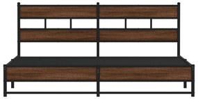 Estrutura cama sem colchão 183x213 cm metal carvalho castanho