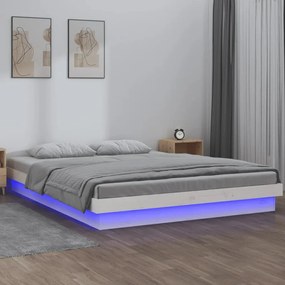 Estrutura de cama c/ LED 140x190 cm branco