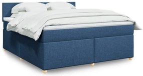 vidaXL Cama com molas/colchão 180x200 cm tecido azul