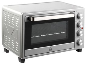 HOMCOM Mini Forno 32L 16000 com 3 Modos de Aquecimento Temperatura até 230 °C Temporizador  52,2x38,1x33,5 cm Prata