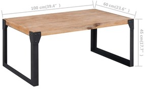 Mesa de centro em madeira de acácia maciça 100x60x45 cm