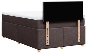 Cama boxspring com colchão 120x190 cm tecido castanho-escuro