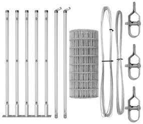 Cerca Euro da com 7 postes flangados, 0,4 x 10m em aço galvanizado