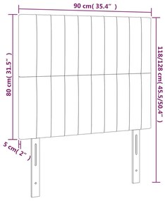 Cabeceira cama c/ luzes LED veludo 90x5x118/128cm cinza-claro