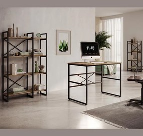 Estante Faro – 55x30x138 cm – Pinho Atlântico e Aço Preto – 4 Pratelei