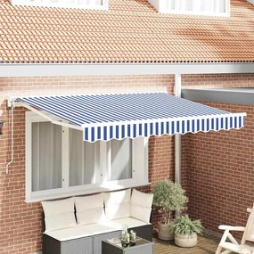 vidaXL Toldo Retrátil Manual Azul e Branco 250x200 cm