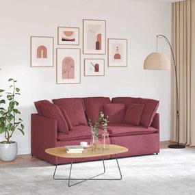 vidaXL Sofá modular com almofadas tecido vermelho tinto