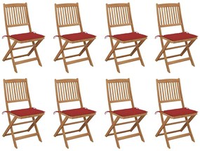 vidaXL Cadeiras de exterior dobráveis c/ almofadões 8pcs acácia maciça