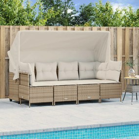 vidaXL 5 pcs conjunto de sofás p/ jardim com almofadões vime PE bege