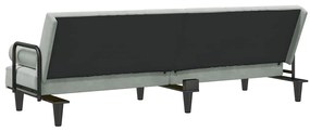 Sofá-cama com apoio de braços veludo cinzento-claro