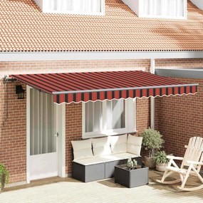 vidaXL Toldo Retrátil Manual Amarelo e Laranja e Branco