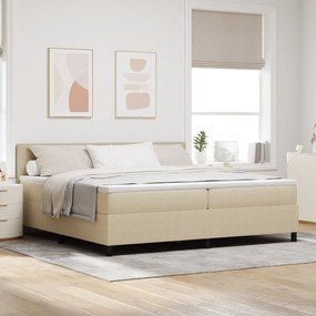Cama Box Spring com Colchão Bege Claro 200x200 cm Tecido de Corduroy