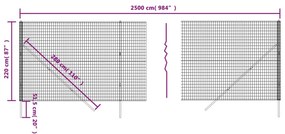 Cerca de malha de arame 2,2x25 m aço galvanizado verde