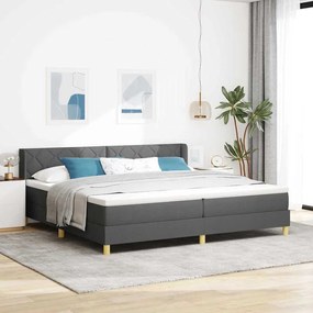 vidaXL Cama Box com Colchão - Cinza Escuro 200 x 200 cm - Têxtil
