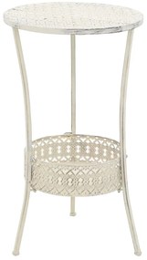 Mesa bistrô estilo vintage redonda metal 40x70 cm branco