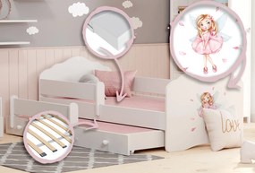 Cama infantil dupla branca Wave fada 160x80 - colchão e estrado incluído