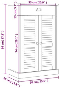 Sapateira VIGO 60x35x96 cm madeira de pinho maciça