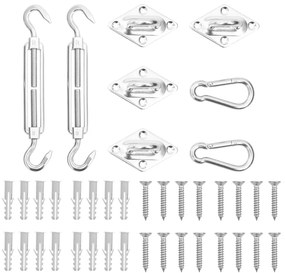 vidaXL 8 pcs conjunto acessórios p/ para-sol vela aço inoxidável