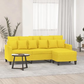 vidaXL Sofá de 3 lugares com apoio de pés 180 cm tecido amarelo-claro