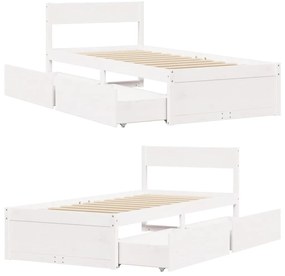 Cama sem colchão 75x190 cm madeira de pinho maciça branco